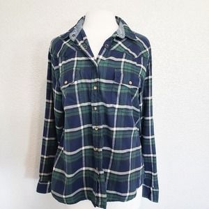 Jach's Girlfriend Blue Plaid Button Down Size Large